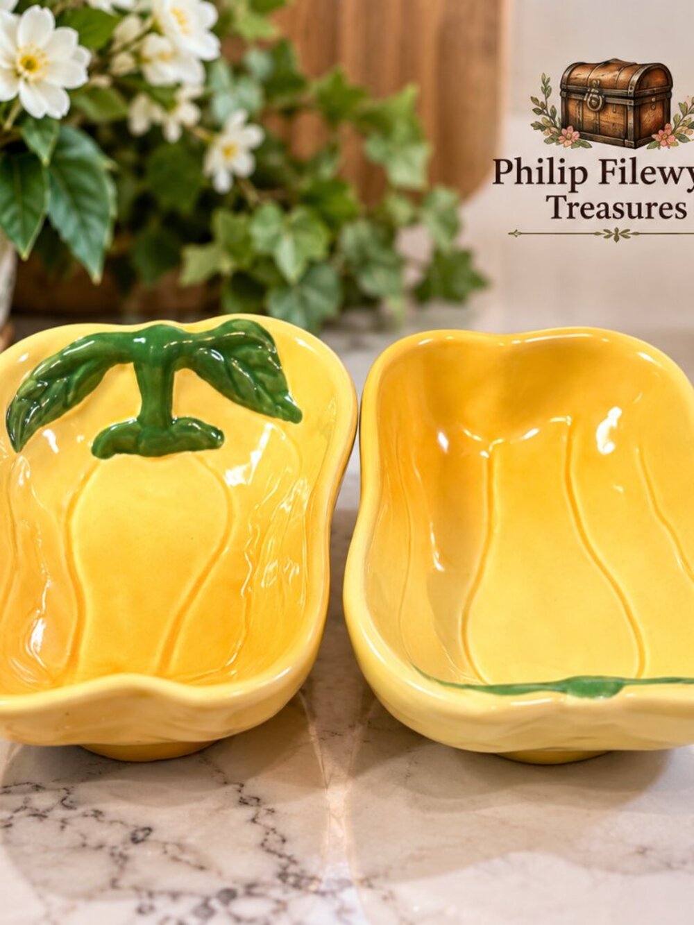 SBD-02--Norpro Ceramic Baking Dish Pair Yellow Green Fruit Design Small Bakeware